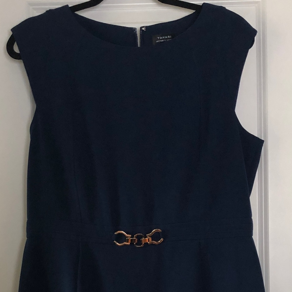 Tahari Navy Sheath Dress Size 14